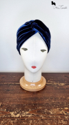 Fascia turbante velluto blu notte, fronte