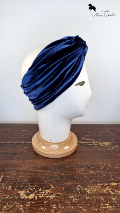 Fascia turbante velluto blu notte, lato