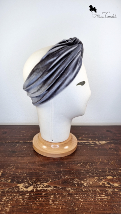 Fascia turbante velluto grigio, lato