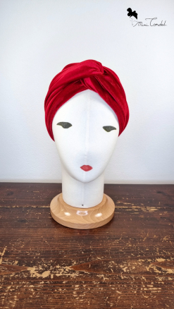 Fascia turbante velluto rosso, fronte