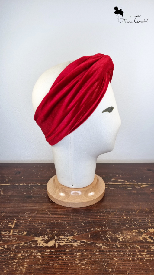 Fascia turbante velluto rosso, lato