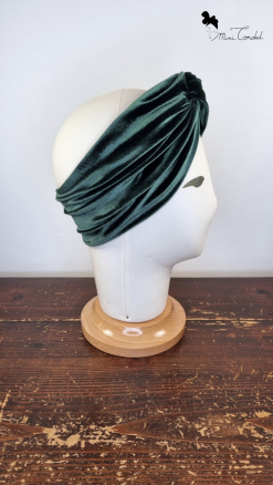 Fascia turbante velluto verde, lato