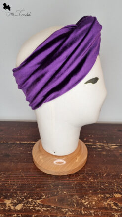 Fascia turbante velluto viola, lato
