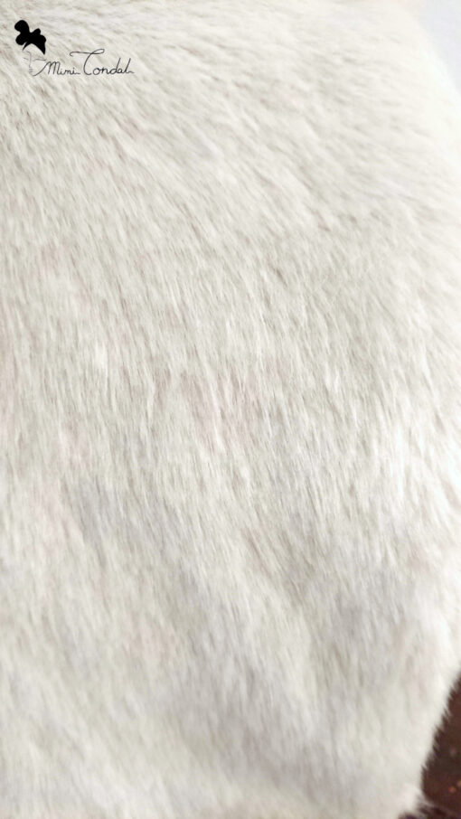 Cuffia in pelliccia sintetica grigia con fiocco in velluto, Mimi Condal