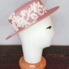 Cappello canotier rosa con ricamo, Mimi Condal