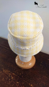 Cappello a pescatore in tweed di cotone giallo e bianco, Mimi Condal