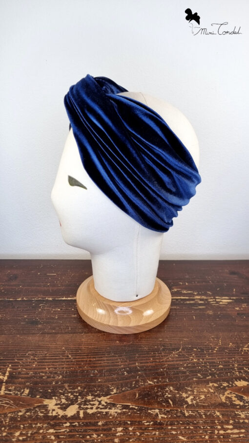 Fascia turbante velluto blu notte, Mimi Condal