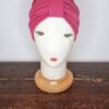 Turbante classico fucsia in viscosa, passante frontale ed arricciatura posteriore, Mimi Condal