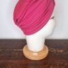 Turbante classico fucsia in viscosa, passante frontale ed arricciatura posteriore, Mimi Condal